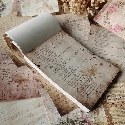 TEMU 1 Book Of Sheets Of Vintage English Flower Material Paper Diy Decorative Notebook With Decorative Paper Image