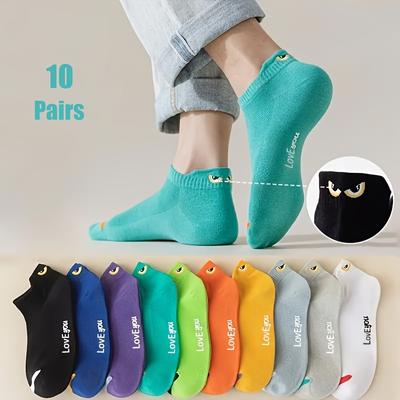 TEMU 10pcs Ankle Socks For Teens, Breathable Polyester , Design With Invisible Heel Tag, Spring/summer, Cute Socks Image