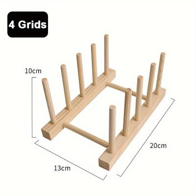 TEMU Functional Woodenware, High-quality Wooden Dish Rack With Draining System - Space-saving Kitchen Organizer For Plates, Cups, And Utensils, Natural Image