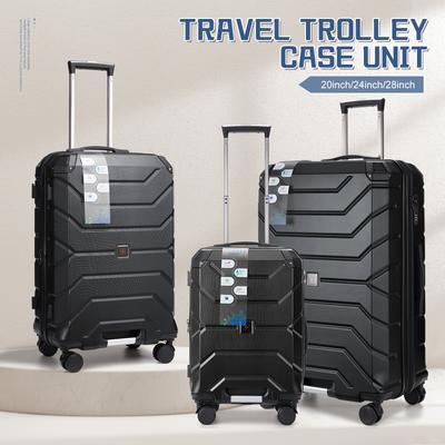 TEMU 3pcs Expandable Hardshell Luggage Set With Cup Holders, Wheels, Tsa Combination Lock - Telescopic Handle, Pp Material, Fashion Style Image