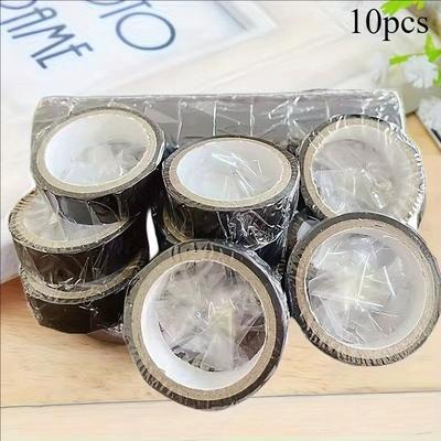 TEMU 10 Rolls High-temperature Black Electrical Tape - Waterproof, Fireproof Insulation For Indoor & Outdoor Use, 60°c Resistant Plastic Adhesive Tape For And Diy Projects Image