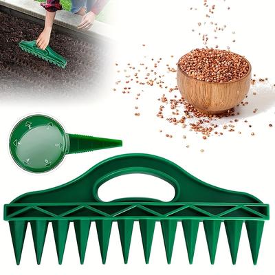 TEMU 2pcs Durable Plastic Handheld Gardening Sowing Tool, 12-hole Fast Sowing, Waterproof Planting Aid, Efficient Gardening, Matching Image