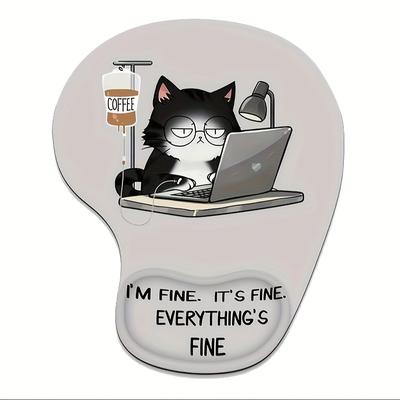 TEMU 1pc Whimsycat Ergonomic Silicone Wrist Rest Pad – Anti-slip, With Hand-drawn Working , Durable Mouse Pad Gift For Use, Girls And Guy Image