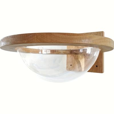 TEMU Wall-mounted Wooden Cat Hammock With Clear Capsule Design - Cozy Small Pet Bed & For Cats, , Natural , Transparent Viewing Window, Pet Relaxation Space | Modern Cat Bed | Elevated Cat Bed Image