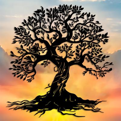 TEMU 1pc Tree Of Life Metal Wall Art, Modern Graphic Style Plant Theme Wall Sculpture, Nature-inspired Boho Wall Decor, 14.91x15.74 Inches, For Living Room, Ideal Gift For Image