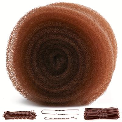 TEMU 1pc Nylon Hair Updo Filler Sponge - Unscented Volume Bump Tool With Hairpins For Styling, Light Brown, Bump|stylish Hair Accessory|nylon Hairpiece Image