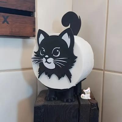 "TEMU 2pcs - Includes 1pc Cat-shaped Tissue Holder Plus A Accessory - Suitable For Tissue Tube Diameters 38mm To 41mm (1.50" To 1.57"), A Great Gift For Cat Lovers" Image