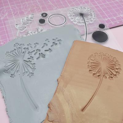 TEMU Ceramic Pottery Polymer Clay Dandelion Pattern Impression Template For Diy Art Projects, Featuring A Textured Embossing Sheet. Image