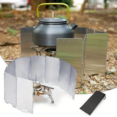 TEMU 9-layer Stainless Steel Camping Stove Windshield- Foldable Windshield Outdoor Gas Stoves, Not Charged, No Ignition Function, Stove Accessories Tools