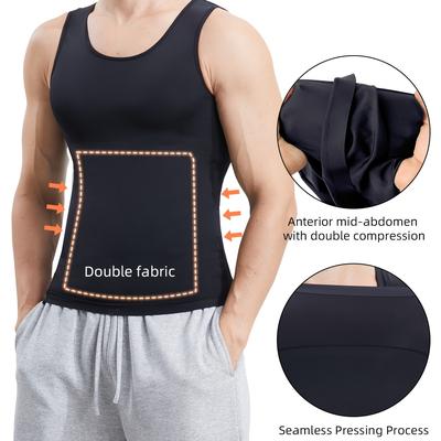 TEMU Men'-layer Shaping Back Vest, Polyamide 75% Elastane 25%, Knit Fabric, Hand Wash, Not , Textile Material Content ≥80% Image