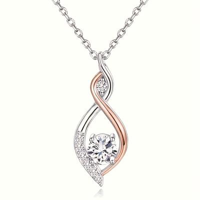 TEMU 1pc Women's Fashion Pendant Necklace, Exquisite Inlaid Shiny Synthetic Zirconia Infinity Necklace, , Parties, And Valentine's Day Gift Image