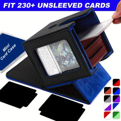 TEMU Waterproof Leather Trading Card Case, Mtg Commander Deck Display, Holds 100+ Double-sleeved Cards, Durable Tcg, Ptcg Card Storage Box With 2 Dividers, For Crafts, Collectibles, 14+ Image