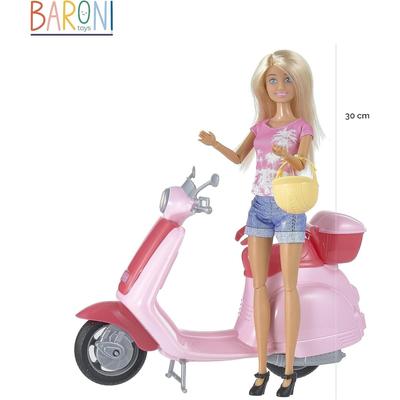 TEMU Baroni Toys Anlily Doll With Pink Mobile Scooter With Stand And Accessories, Girl Doll With Removable Helmet And Opening Suitcase, Game For Girls 3 4 5 6 7 Years
