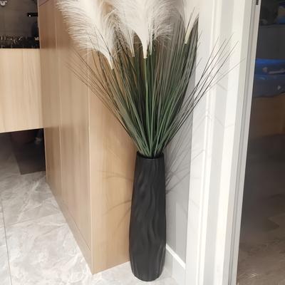TEMU Modern Geometric Wave Pattern Plastic Floor Vase - Large Cylindrical Living Room Decor, Lightweight And Durable Home Accent For Stylish Floral Arrangements, Vases Home Decor Image