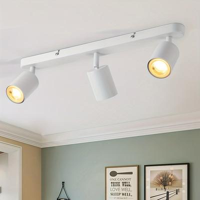 TEMU 1pc Led Ceiling Light 3 Bulbs, Ceiling Light Led Rotating Gu10, Spotlight Bar Ceiling Light White Modern Ceiling , Bedroom, Living Room Ceiling Light (bulb Not Included) Image