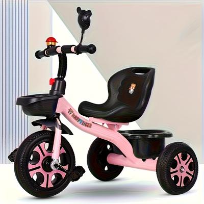TEMU Kids' Tricycle 3-6, Pink Stainless With Linear Brakes, Durable & Comfortable Single Seat, Easy Maneuverability, Ideal For Beginner , Ride For Me! Brand, Ride For Me!, Motorcycle Seat, For Tricycl Image