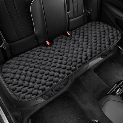 TEMU Square Linen Texture Car Cushion Summer Cool Breathable Rear Seat Mat 1pc - Universal Fit Image