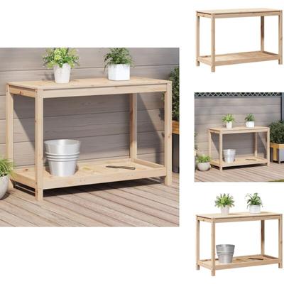 Pflanztisch mit Ablage 108x50x75 cm Massivholz Kiefer - Pflanzenstand - Holzt Tisch - Gartentisch Image