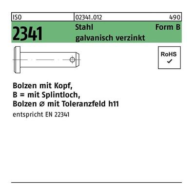 Bolzen ISO 2341 m.Kopf/Splintloch B 16 x45 x39 Stahl galvanisch verzinkt Image