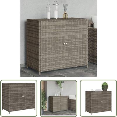 Gartenschrank Grau 83x45x76 cm Poly Rattan - Outdoor-Schrank - Gartenschrank - Stauraum Image