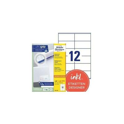 Avery Zweckform - Universaletikett ultragrip 105 x 48 mm (b x h) nicht wieder ablösbar Papier weiß Image