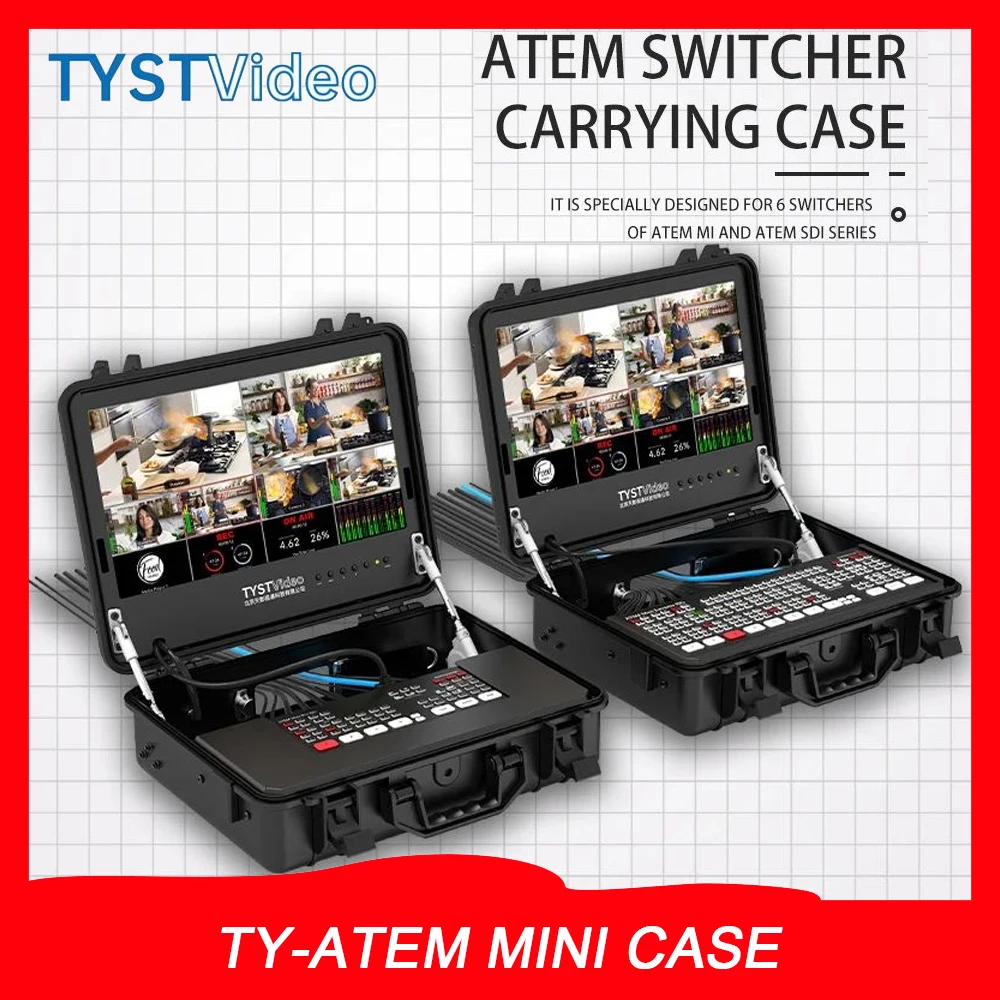 TYST VIDEO TY-ATEM MINI CASE Tragbares Gehäuse Eingebauter Monitor 15,6'' 16:9 250cd/m2 für Blackmagic Design ATEM Switcher Image