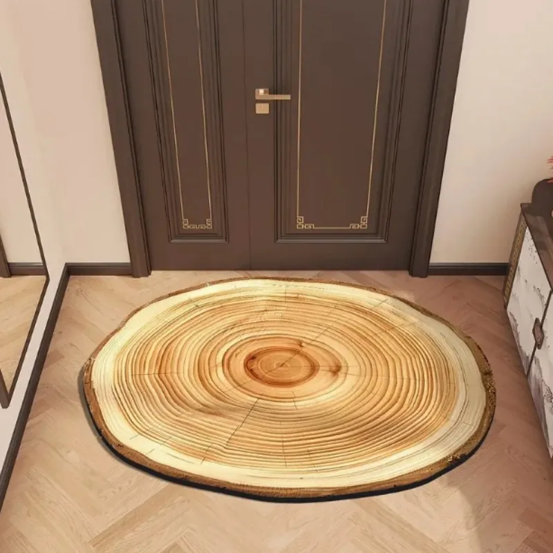 VIKAMA Holzring-Fußmatte, Heimdekoration, rutschfeste, saugfähige Badezimmermatte, leicht zu reinigen, geeignet für Schlafzimmer- und Wohnzimmertür Image