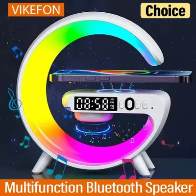 VIKEFON Multifunktions-Bluetooth-Lautsprecher TF RGB-Nachtlicht 15 W kabelloser Ladeständer für Image
