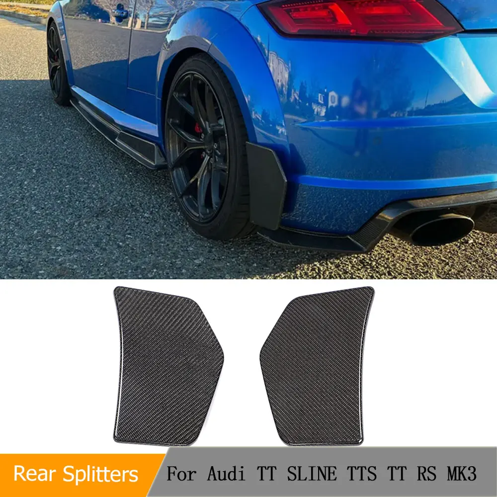 Real Carbon Fiber Hinten Splitter Canards Für Audi TT SLINE TTS TT RS MK3 8S 2016-2020 auto Stoßstange Seite Flossen Spoiler Schutz Platte Image