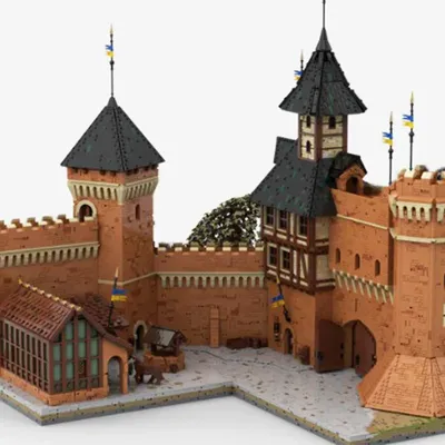 Moc Mittelalterliche Turm Festung Stadt Tore Wände Modulare Burg Modell Bausteine Diy Kreative Image
