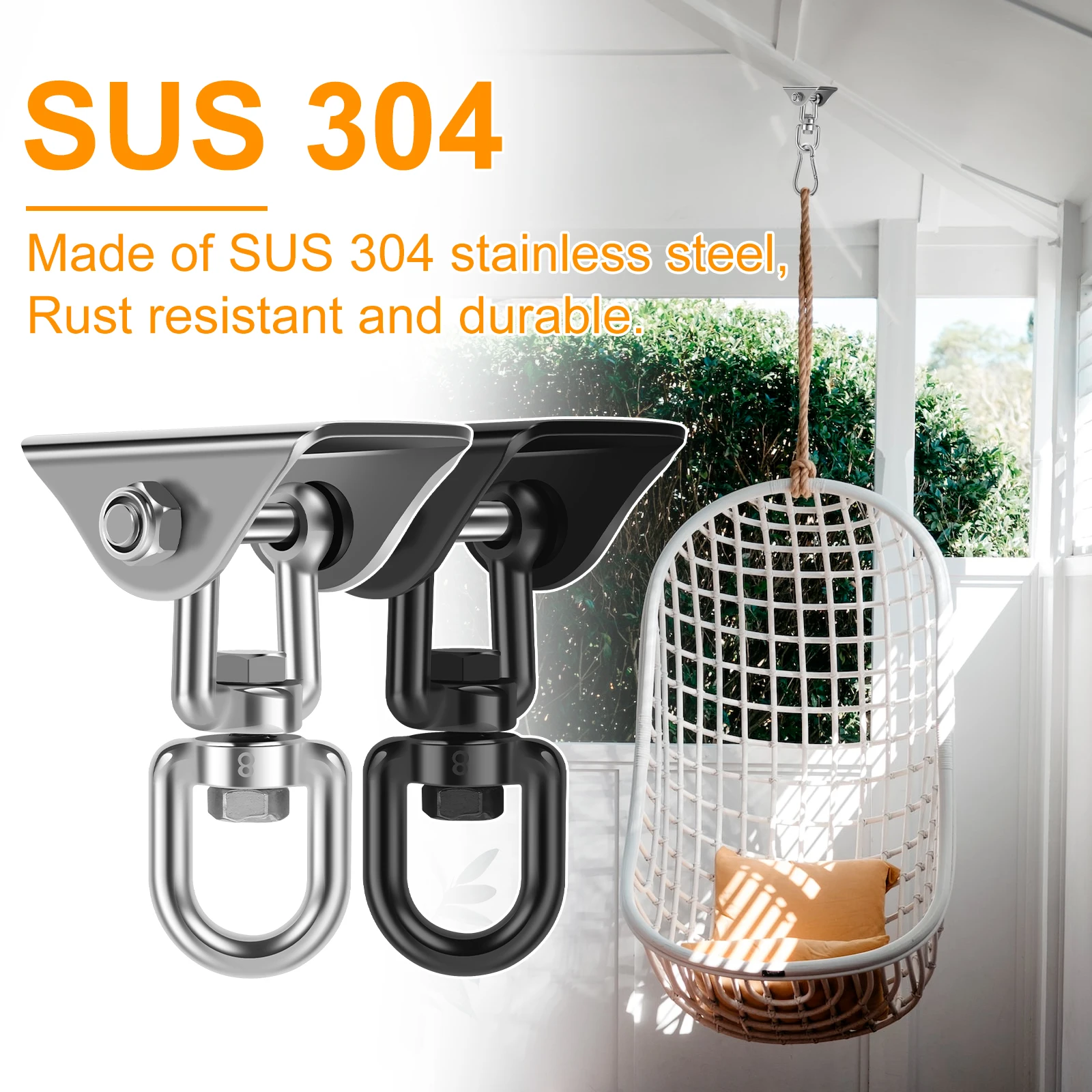 360 ° Decken-Hängehaken-Set, Edelstahl, verstellbarer Hängesessel, Hardware, schwere Hängematte, Hardware-Werkzeug-Zubehör