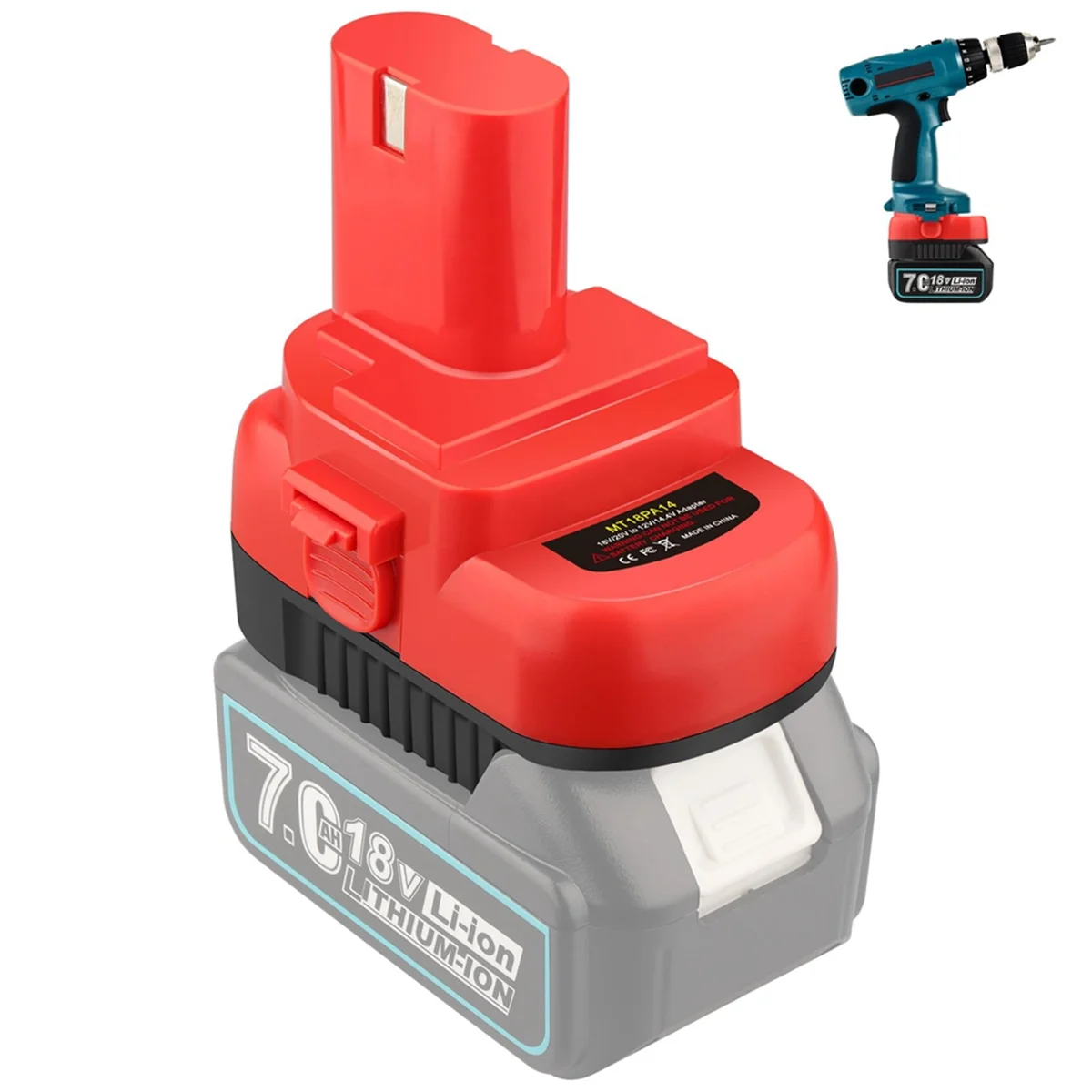 AS63 MT18PA14 Akku-Adapter für 18-V-Li-Ionen-Akku von Makita, umwandelbar in 12 V/14,4 V Ni-Mh 1200 1220 1201 Akku-Akku-Werkzeuge Image