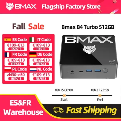 BMAX MaxMini B4 Turbo MINI PC 16 GB DDR4+ 512 GB/1 TB Intel ® 13. Generation N150 Windows 112,4 GHz/5 GHz Dualband Wi-Fi Bluetooth 5.0