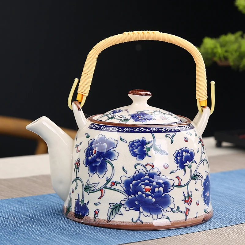 Japanese Hand-painted Ceramic Teapot Household Tea Making Single Pot White Porcelain Handmade Small Lifting Beam Pot Teaset