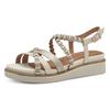 Keilsandalette TAMARIS, Damen, Gr. 37, beige (creme), Leder, Lederimitat, modisch, Schuhe, Riemchensandale, Sommerschuh mit verstellbarer Schnalle