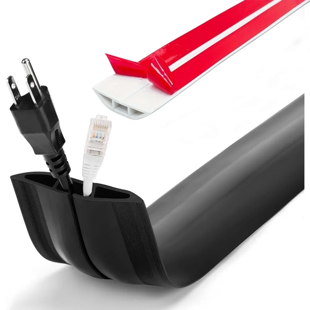 1 Stück 1 m Bodenkabelschutz, PVC-Kabelschutz, selbstklebende Kabelschutz, Kabelsteckabdeckungen, flexibler Drahtkanal Image