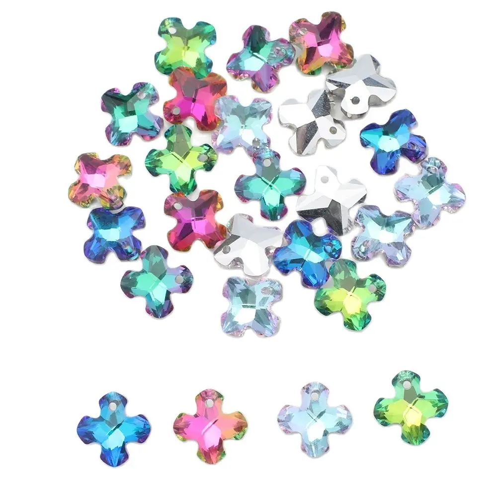 20 Stücke 14mm Glas Kreuz Perlen Kristall Darts Lose Anhänger Edelsteine Für Schmuck DIY Herstellung Charms Earing Halskette Finden zubehör Image