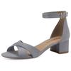 Sandalette TAMARIS, Damen, Gr. 36, blau (hellblau), Textil, Veloursleder, unifarben, elegant, Schuhe, Blockabsastz, Sommerschuh, Riemchensandale mit Kreuzbandage