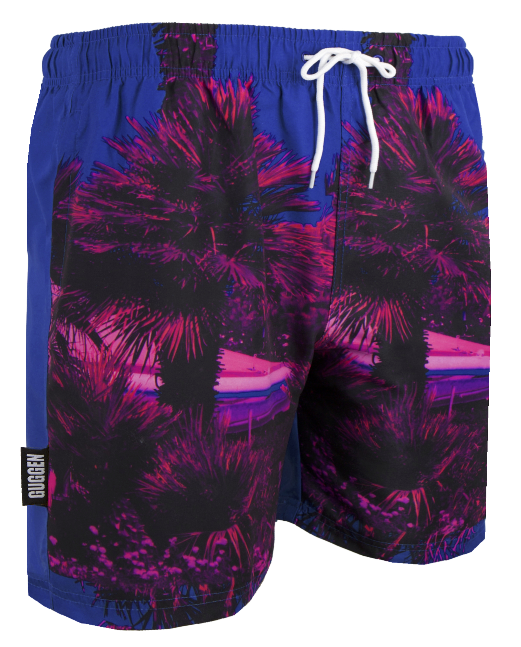 Herren Badehose mit Palmen Muster Pink Image