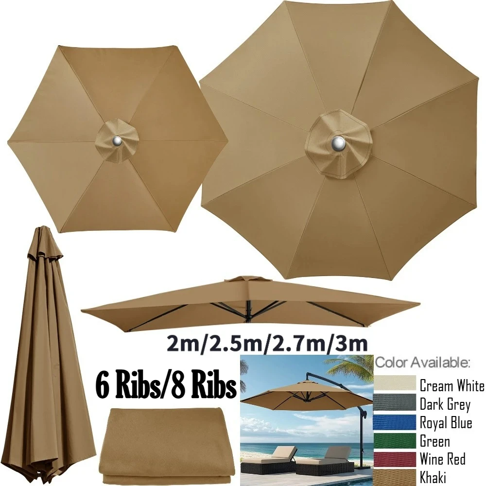 Parasol remplaçable en tissu supérieur pour jardin, Patio extérieur, couverture de parapluie, auvent de jardin, Protection UV, 2m/2.5m/2.7m/3m