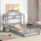 Children Beds, Twin Size Floor Bed with Bedside Stand,Kids Montessori Floor Bed with House-Shaped