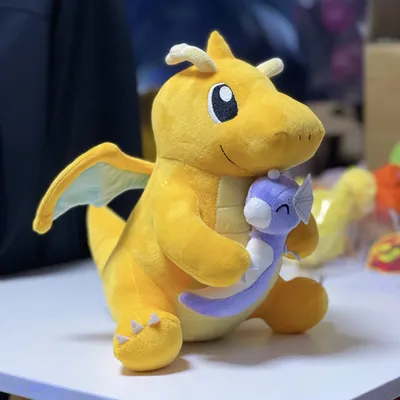 Pokemon Dragonite Holding Dratini Baby Plush Cartoon&Cute Fast Dragon Plush Dolls Throw Pillow