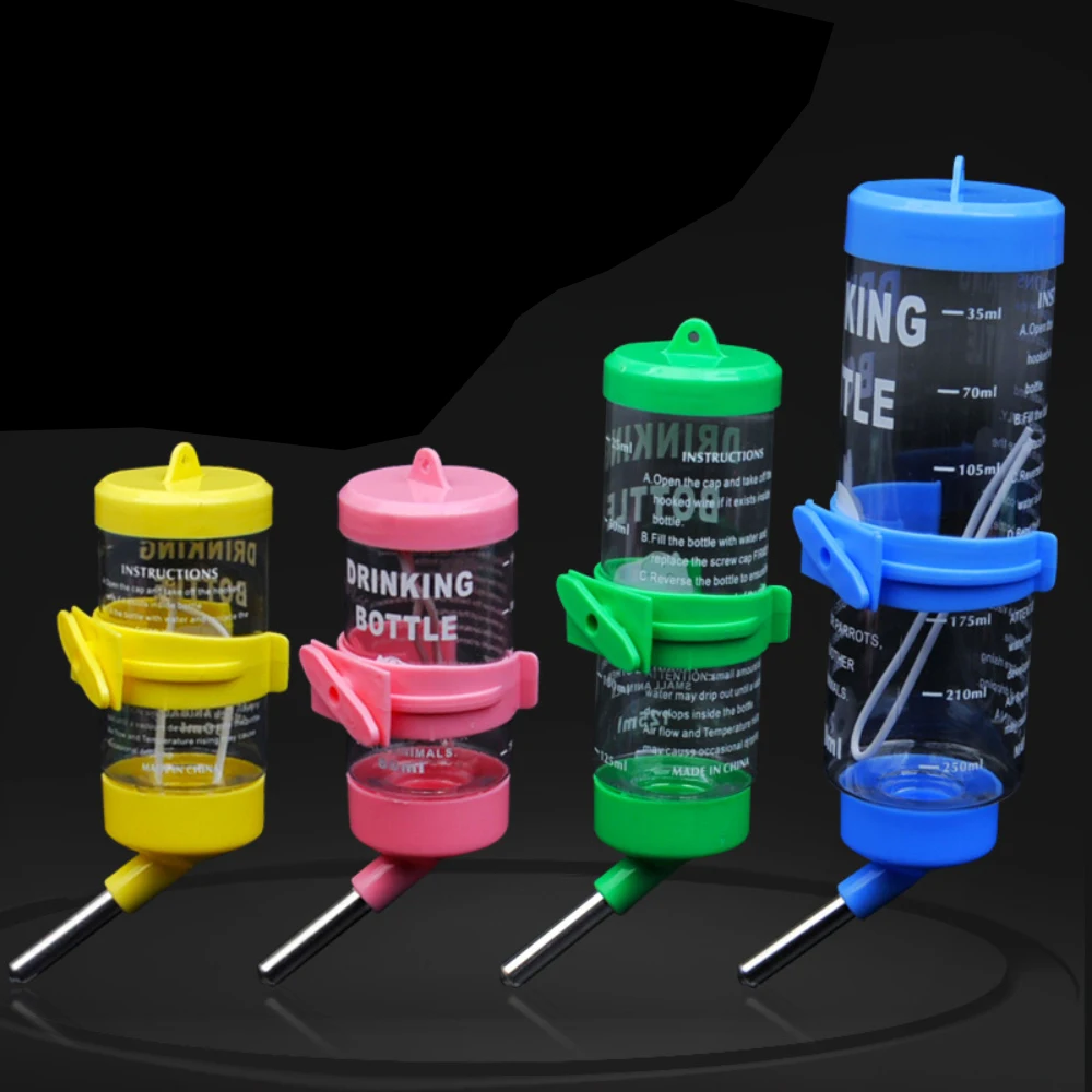 Pets Hamster 80ml/125ml/250ml Pets Hamster Water Drinking Bottle Plastic metal Rabbit Pet Dispenser Cage Hangable Water Bottle