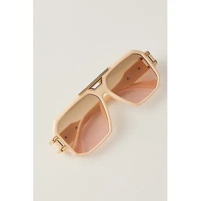 Corfu Oversized Aviator Sunglasses at Free People in Cream With Dusty Lens