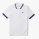 Lacoste Womens UV Protect Stripe Collar Tennis Polo Shirt in White - Size 10 UK | Lacoste Sale | Discount Designer Brands