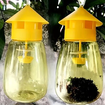 TEMU 2pcs Fruit Fly Trap Set - Durable Pp Material, Easy To Hang With Multiple Entry Points, Sturdy & Weather-resistant Design For Home & Garden , Fruit Fly Traps Image