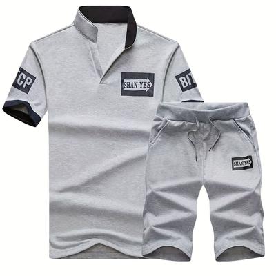 TEMU 's Summer Casual Sports Outfit Featuring Short Sleeves, Including A T-shirt And Shorts In A Two-piece Set. Image