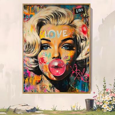 "TEMU 1pc Vibrant Graffiti Canvas Wall Art, 12x16" Frameless Decorative Painting, Unique Creative Pop , Colors, Ideal For Living Room, Bedroom, Office, Dining Room, Bar Decor, Wall Decor," Image