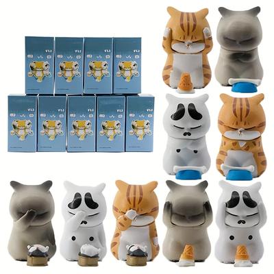 TEMU 9 Styles Of Distressed Kitten Figures In A Blind Box - Small Cat Ornaments, Pvc Material, Collectors And Decor Image
