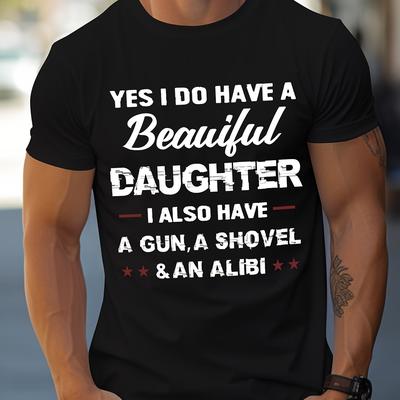 TEMU Fitted Slim English Printed Men's Front Shoulder T-shirt Image